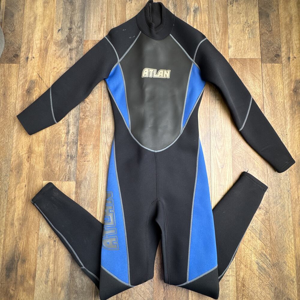 Vintage Atlan Full Body Wetsuit‎ 3/2 MM Men's Small Black Surfer Flextec 6451